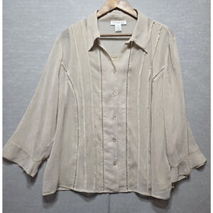 Moonlight Bay Woman 2X Layered Beige Blouse Set